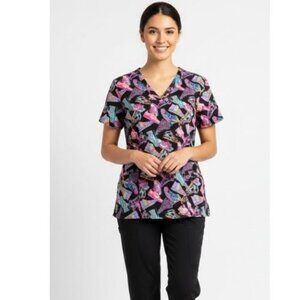 White Cross pediatric nurse scrubs top uniform shirt sleeve Medium sneak…